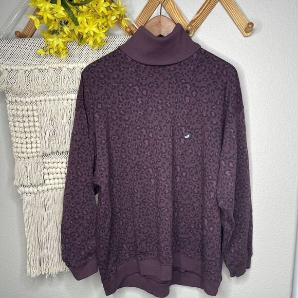 American Eagle Purple Leopard Jegging Fit Turtleneck Sweatshirt - Picture 1 of 7